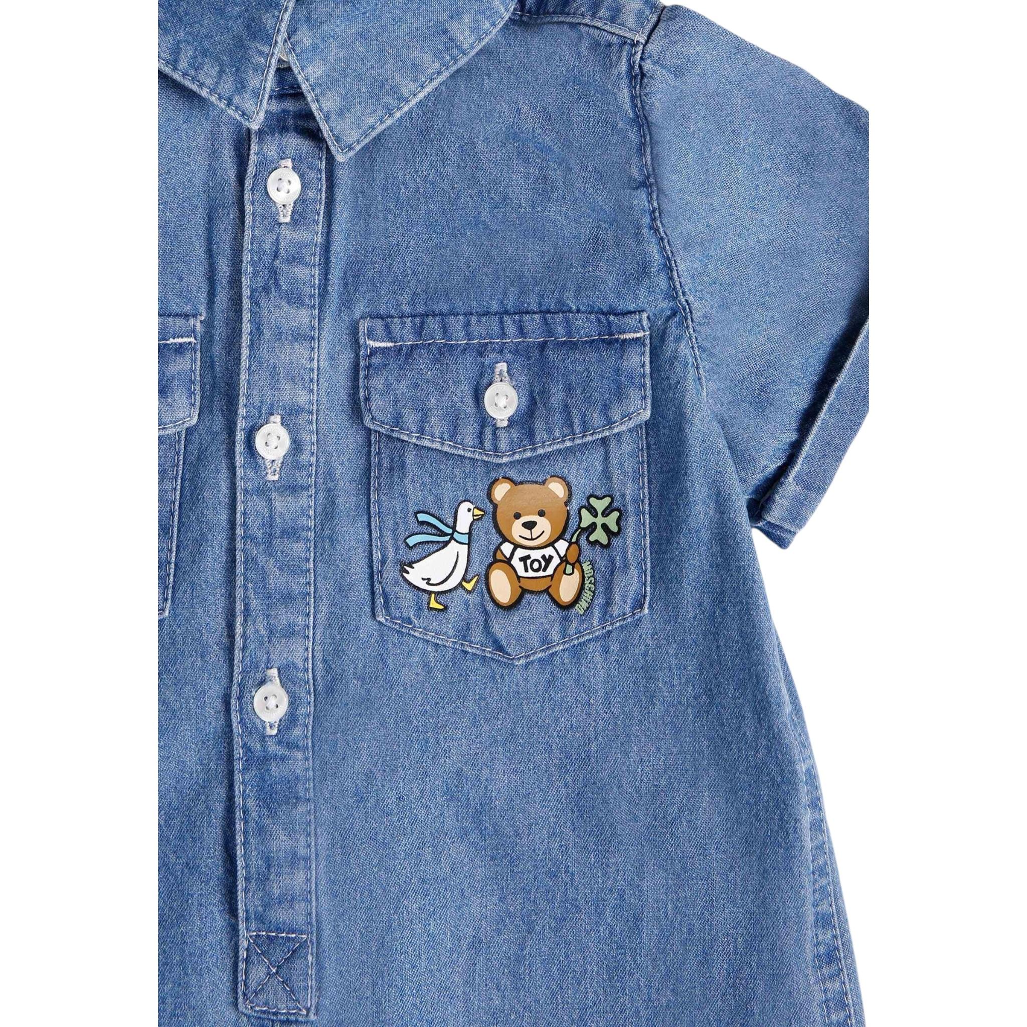 Moschino Pagliaccetto Tinta Unita In Denim per Neonato MUC01FBB BLU MOSCHINO 