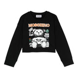 MOSCHINO shirt girocollo tinta unita con stampa Nero per Bambina HDO00U NERO MOSCHINO 