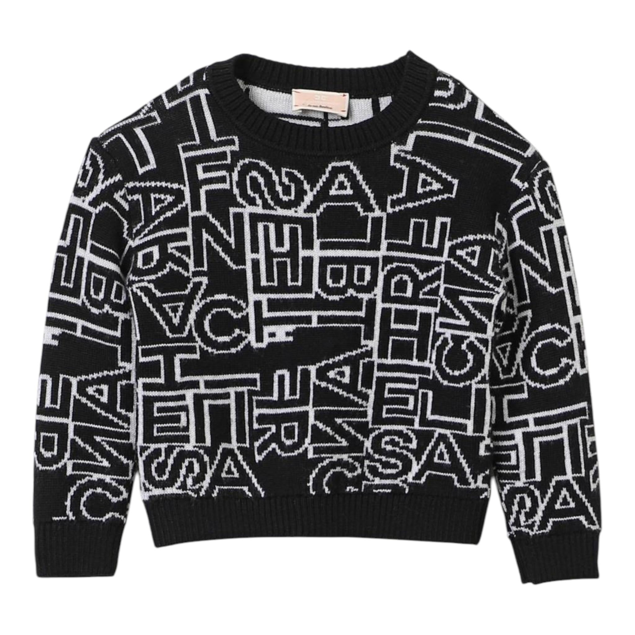 ELISABETTA FRANCHI maglia girocollo tinta unita con stampe in contrasto Nero per Bambina EGMA029 NERO ELISABETTA FRANCHI 