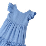 Sarabanda Abito Giromanica Traforato Tinta Unita per Bambina 0B339XX AZZURRO SARABANDA 