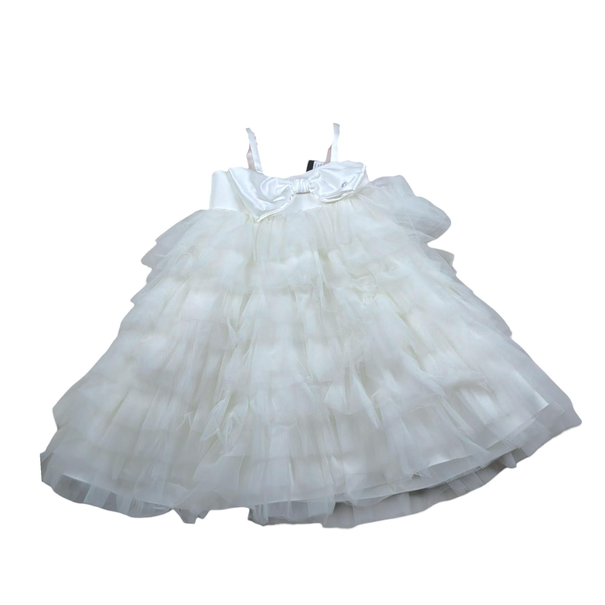 Nunzia Corinna Abito Cerimonia Tinta Unita con Tulle  per Bambina NJ2015962 PANNA NUNZIA CORINNA 