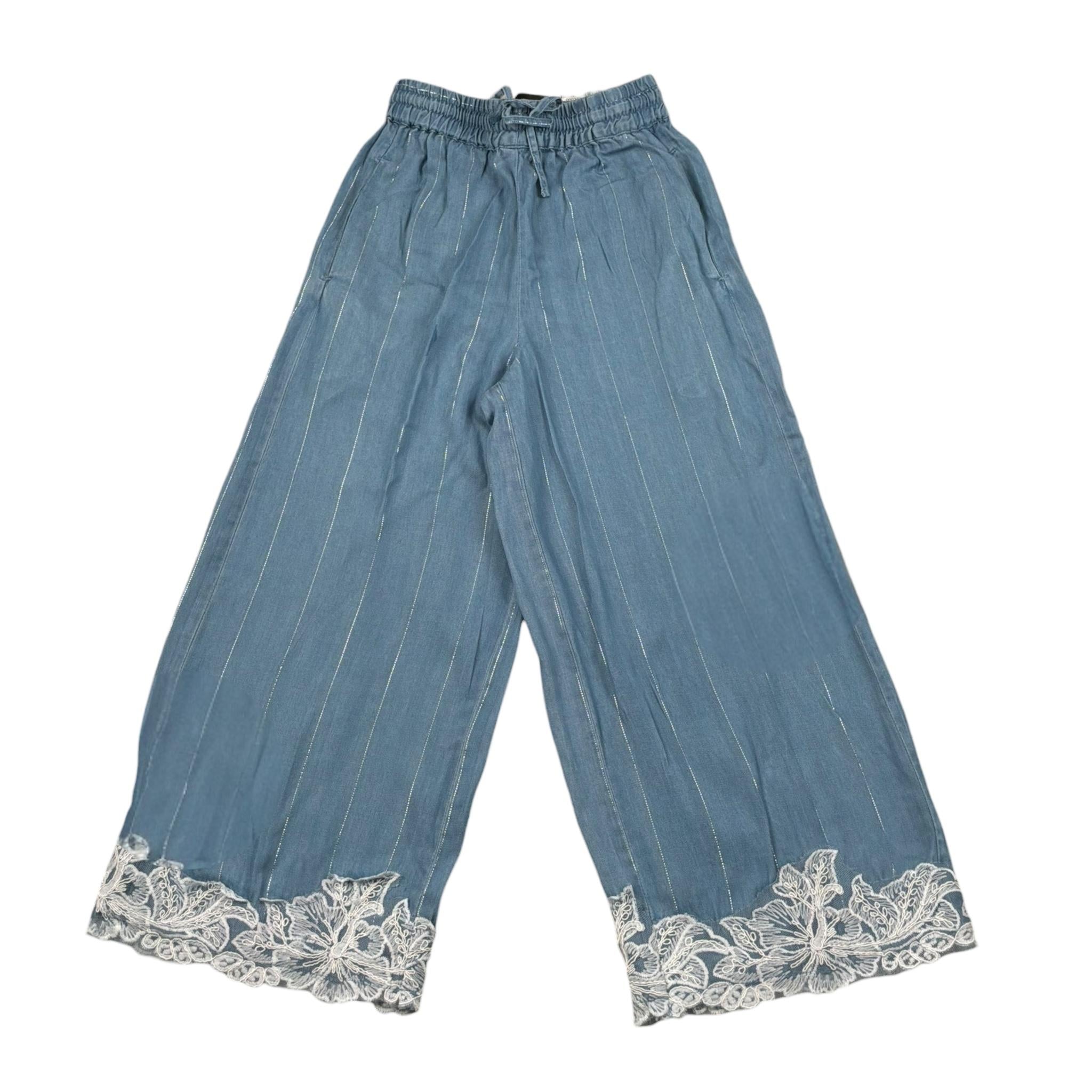 Ermanno Scervino Pantalone Tinta Unita Modello Palazzo per Bambina SFPA041 AZZURRO ERMANNO SCERVINO 