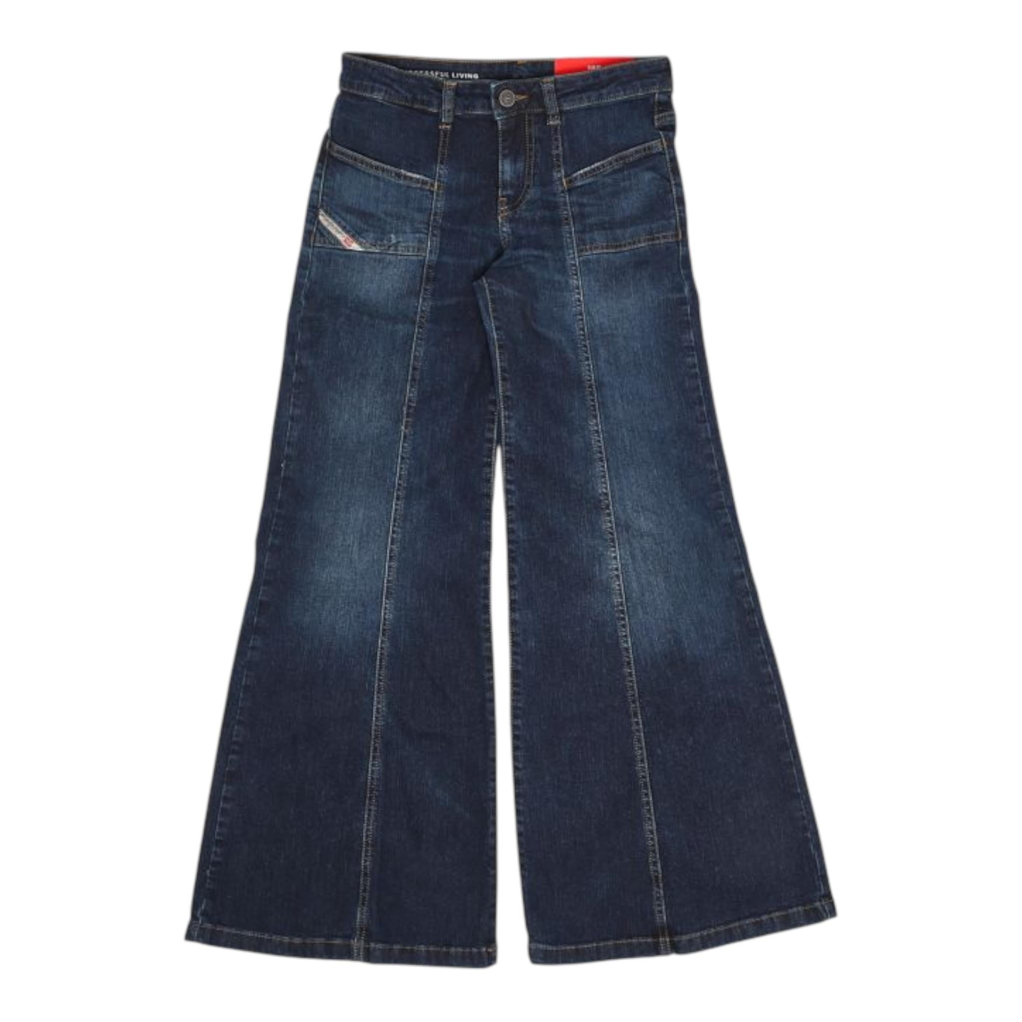 Diesel Jeans Tinta Unita Modello Palazzo per Bambina J01919X BLU DIESEL 