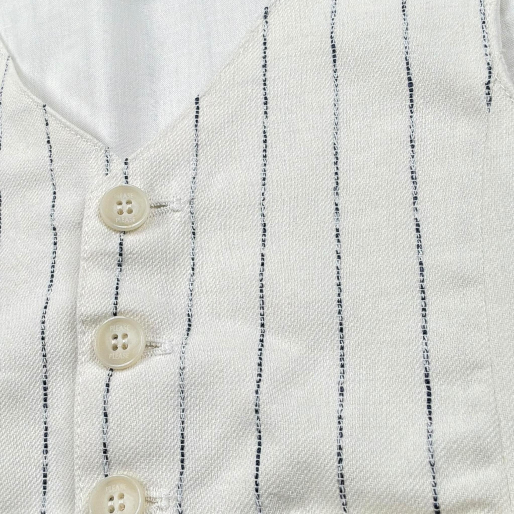 Please Gilet Tinta Unita con Fantasia A Righe per Neonato JH02131B73 BIANCO PLEASE 