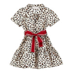 Monnalisa Abito Tinta Unita con Fantasia Maculata per Bambina 11E911 BEIGE MONNALISA 