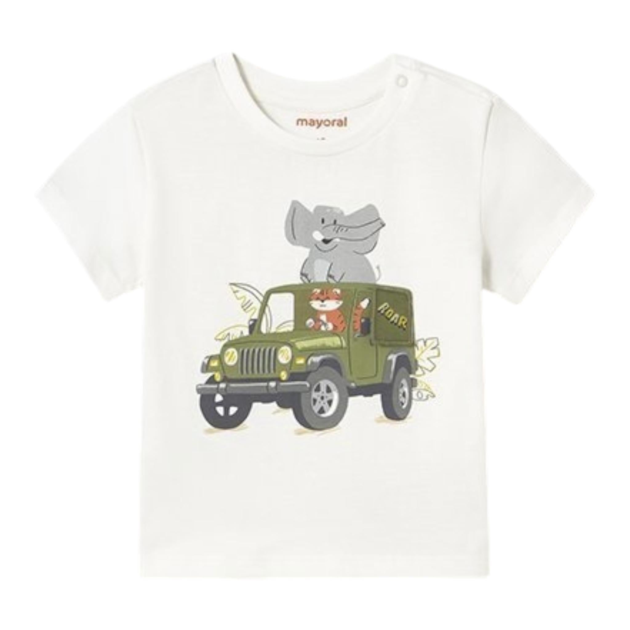 Mayoral T-Shirt Girocollo Tinta Unita con Stampa per Neonato 1053 BIANCO MAYORAL 