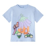 Stella Mccartney T-Shirt Girocollo Tinta Unita con Stampa E Applicazioni per Neonata TW8A51N AZZURRO STELLA McCARTNEY 