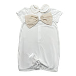 La Stupenderia Pagliaccetto Tinta Unita con Fiocco per Neonata TBTT62 BIANCO LA STUPENDERIA 
