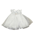Le Bebe' Abito Cerimonia tinta unita con Tulle Bianco per Neonata LBG5201 BIANCO LE BEBE' 