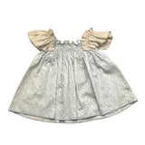 La Stupenderia Einfarbiges ärmelloses Kleid mit Blumendruck in Weiß/Blau für Baby-Mädchen