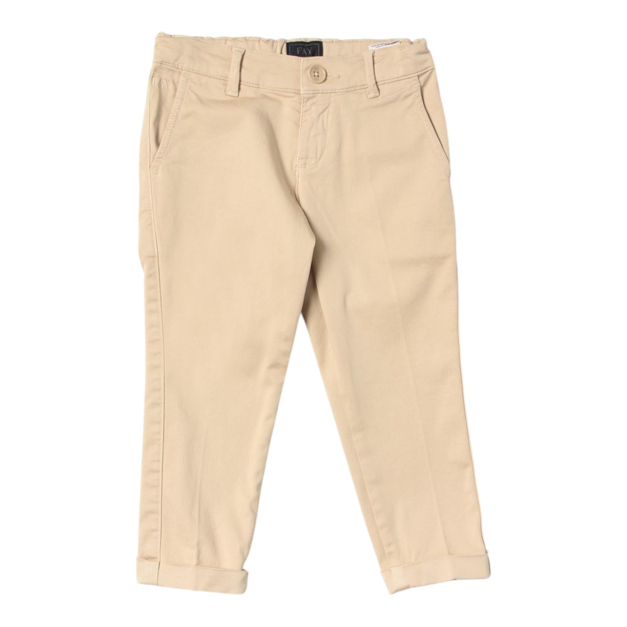 Fay Pantalone Tinta Unita con Tasche Americane per Bambino 5Q6131 BEIGE FAY 