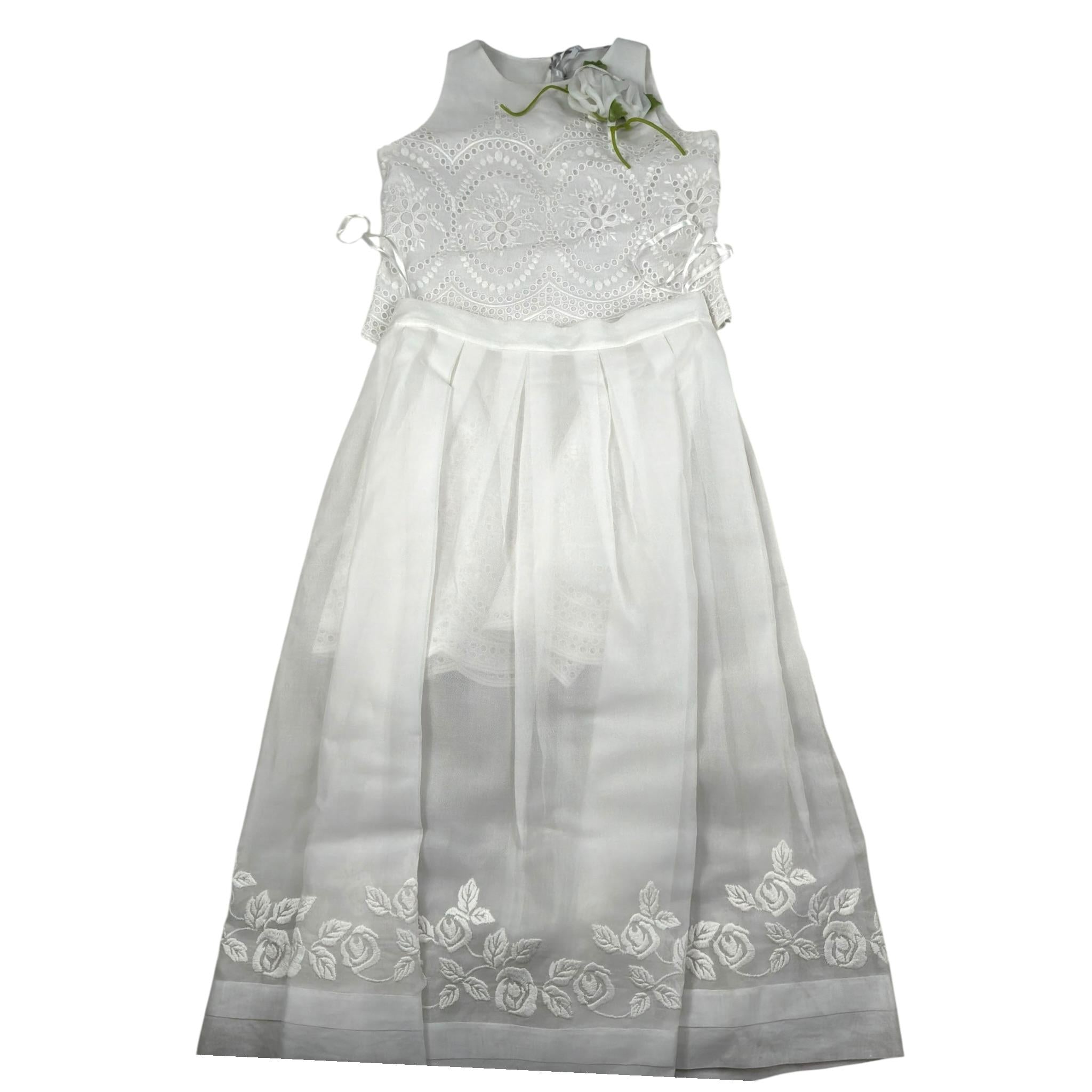 Raffaella Completo Cerimonia 2 Pezzi Camicia-Gonna Tinta Unita per Bambina CAPRI BIANCO RAFFAELLA 