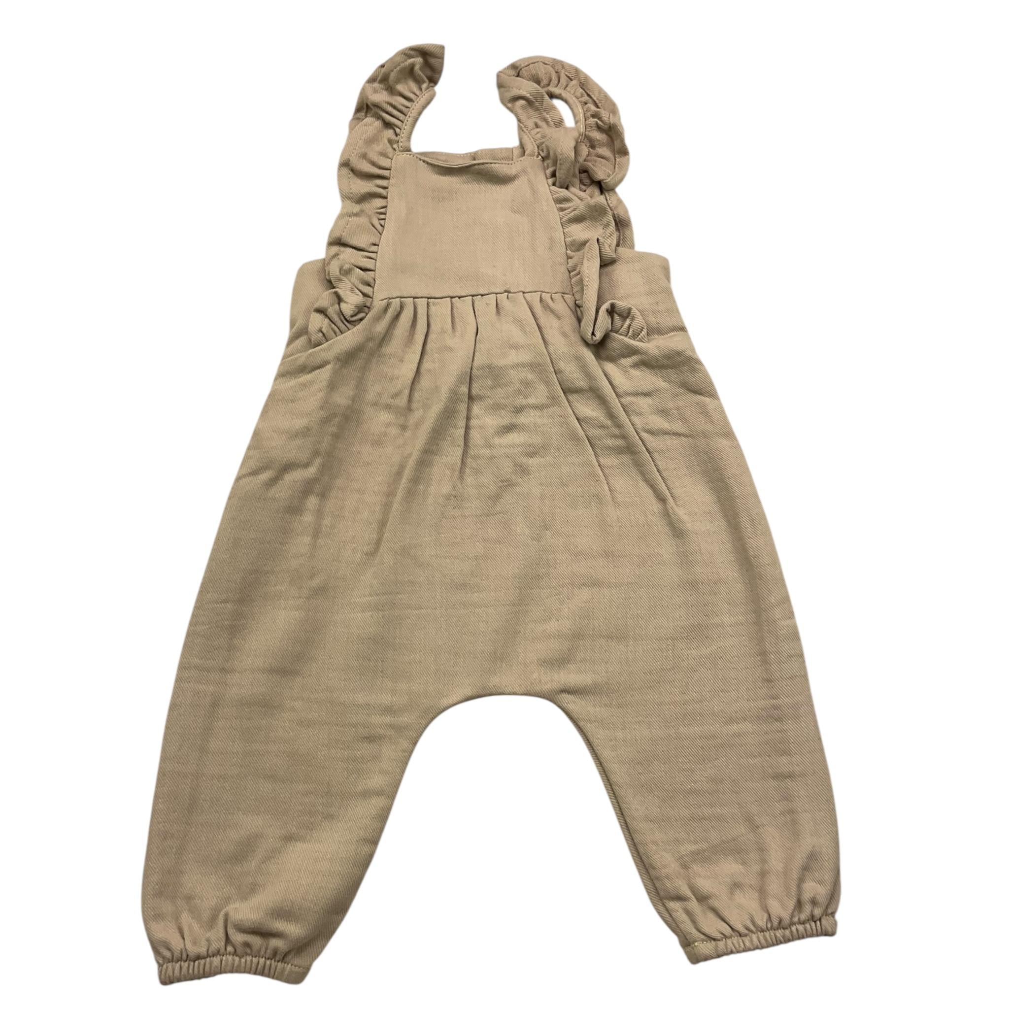 AVENTIQUATTRORE salopette tinta unita con rouches Beige per Neonata A2401463 BEIGE AVENTIQUATTRORE 