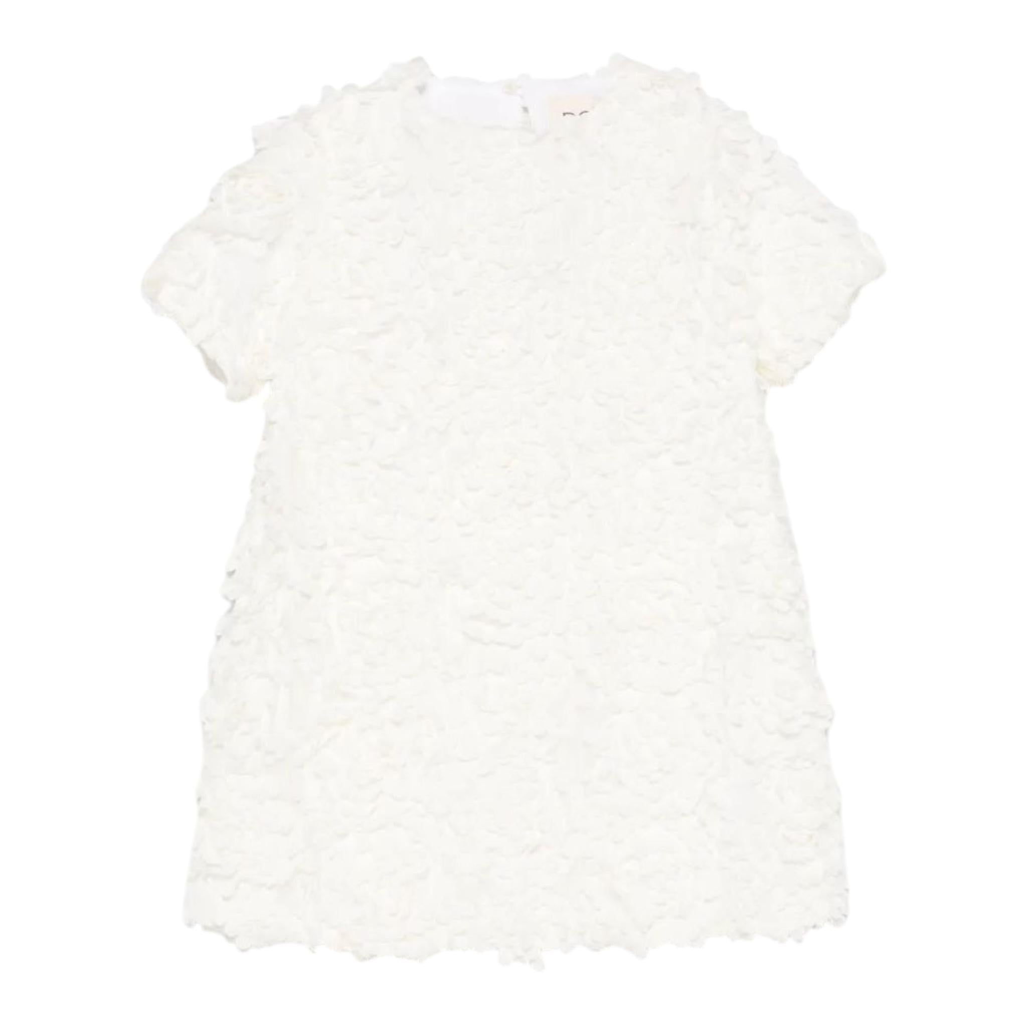 Dou Dou Abito Girocollo Tinta Unita con Applicazioni per Bambina DW1A91X PANNA DOU DOU 