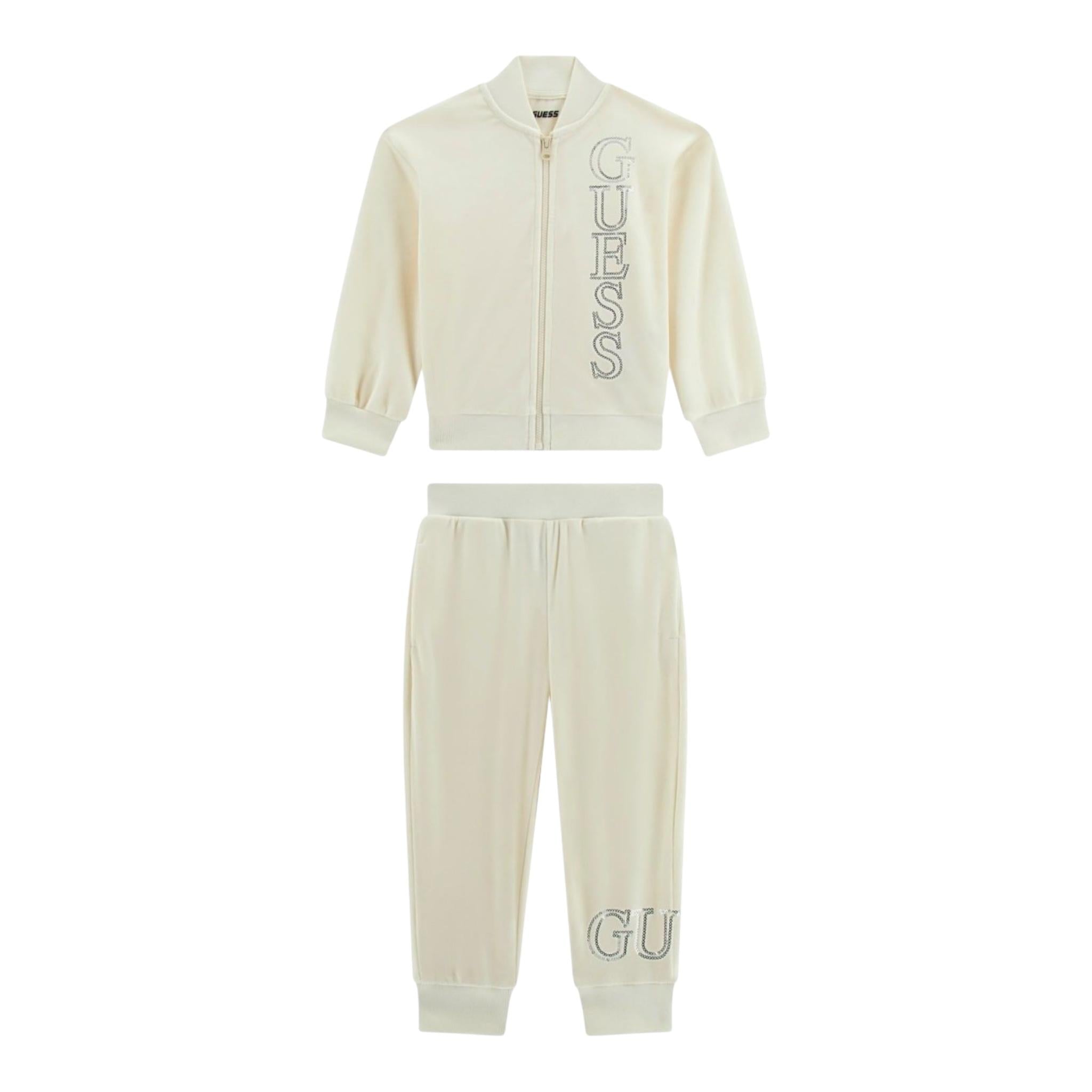 GUESS completo 2pz felpa con zip-pantalone tinta unita Panna per Bambina K4BG06KBXI2 PANNA GUESS 