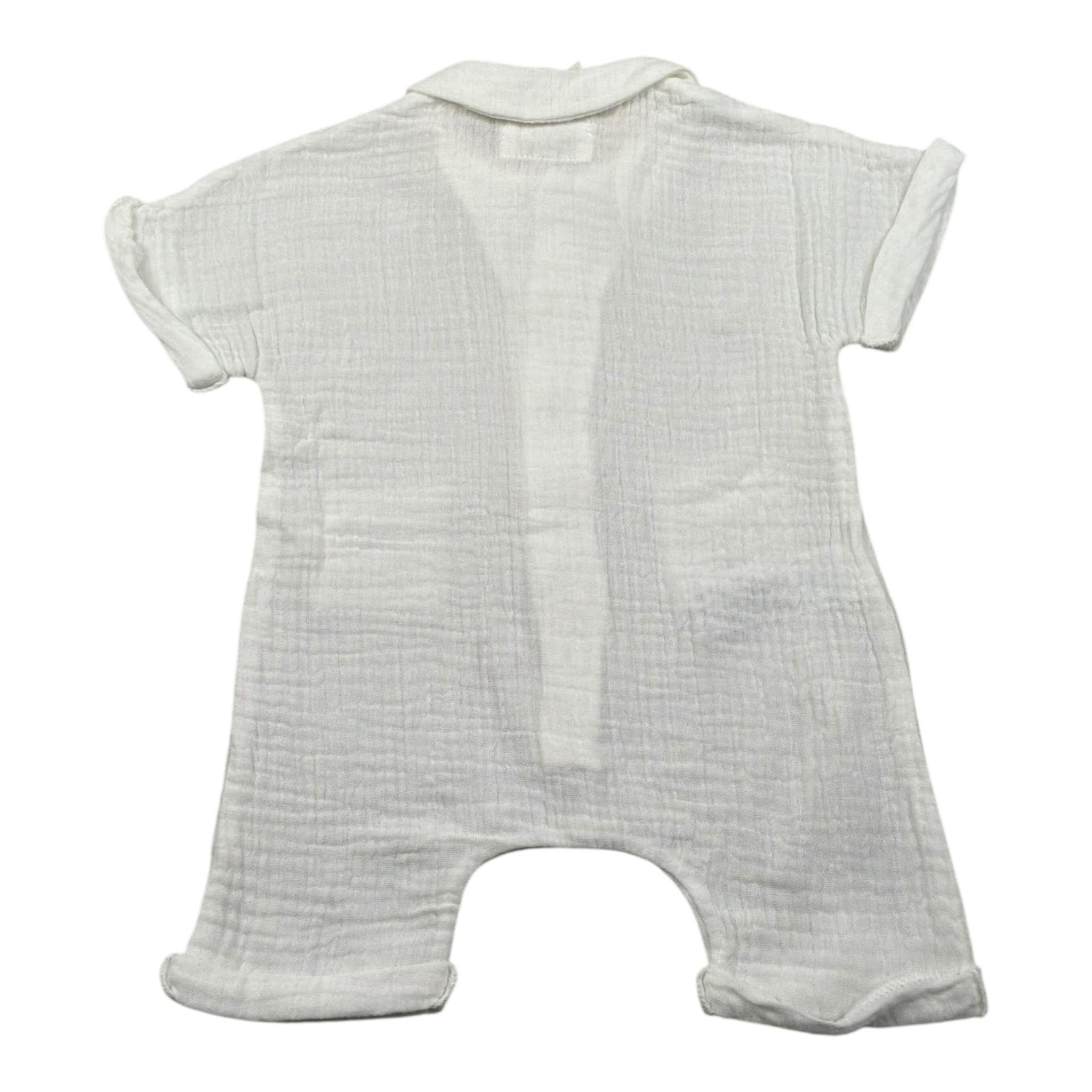 Teddy E Minou Pagliaccetto Mezza Manica Tinta Unita per Neonato E25TU008C0070 PANNA TEDDY E MINOU 