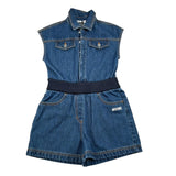 Moschino Tuta Intera Mezza Giromanica In Denim Tinta Unita per Bambina HDT00J BLU MOSCHINO 