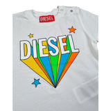 Diesel T-Shirt Girocollo Tinta Unita con Stampa per Neonata K00518 BIANCO DIESEL 