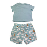 Moschino Completo 2 Pezzi T-Shirt-Short Tinta Unita con Stampa per Neonata MUG01Q AZZURRO MOSCHINO 