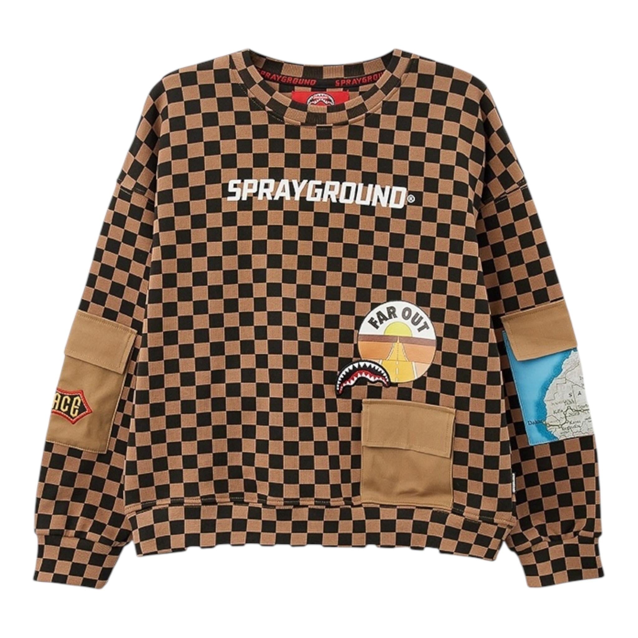 SPRAYGROUND felpa girocollo tinta unita con fantasia scacchi Marrone per Bambino SPY1058 MARRONE SPRAYGROUND 