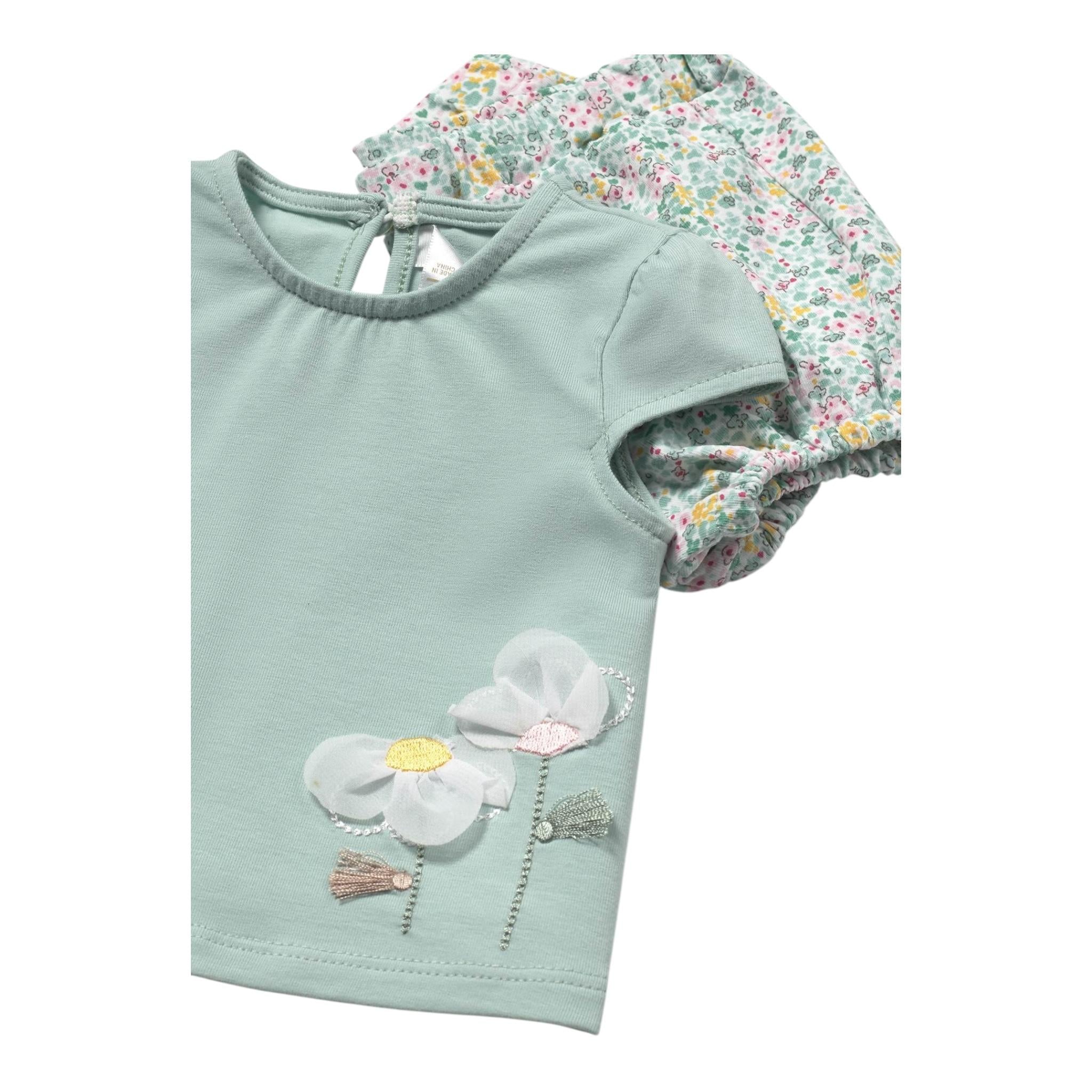 Mayoral Completo 4 Pezzi 2 T-Shirt-2 Culotte per Neonata 166326 VERDE MAYORAL 
