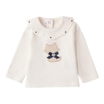 MINI BANDA shirt tinta unita con stampa e colletto Bianco per Neonata 3A763 BIANCO MINI BANDA 