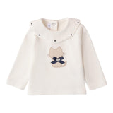 MINI BANDA shirt tinta unita con stampa e colletto Bianco per Neonata 3A763 BIANCO MINI BANDA 