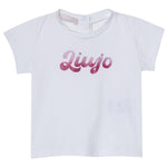 Liu Jo T-Shirt Girocollo Tinta Unita con Brillantini per Neonata HA5037X BIANCO LIU JO 