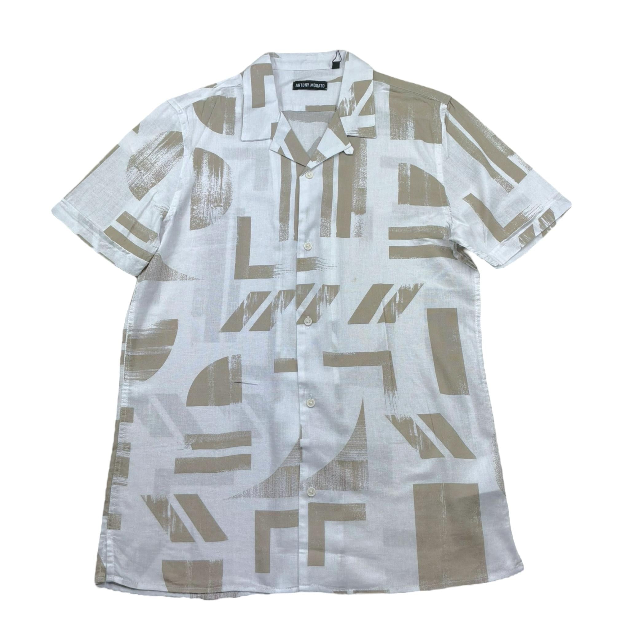 Antony Morato Camicia Tinta Unita con Fantasia Mezza Manica per Bambino MKSS00073X BIANCO ANTONY MORATO 