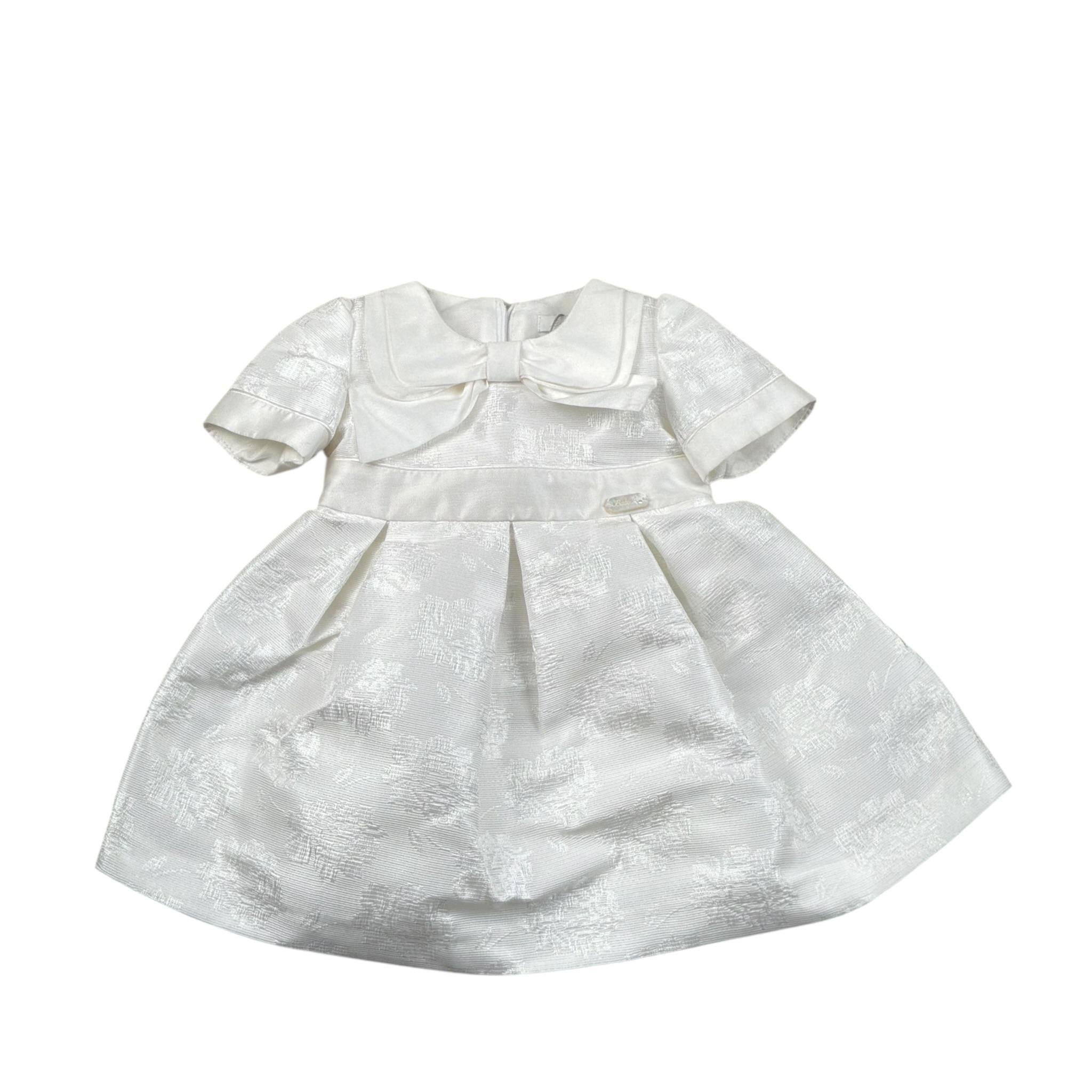 abito cerimnia tinta unita con fiocco H2216 BIANCO BABY A. 