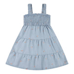 Levi'S Abito Giromanica Tinta Unita con Ricami per Bambina 3EM227 AZZURRO LEVI'S 