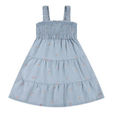Levi'S Abito Giromanica Tinta Unita con Ricami per Bambina 3EM227 AZZURRO LEVI'S 