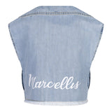 Marc Ellis Gilet In Denim Tinta Unita Con Bottoni Azzurro Per Bambina