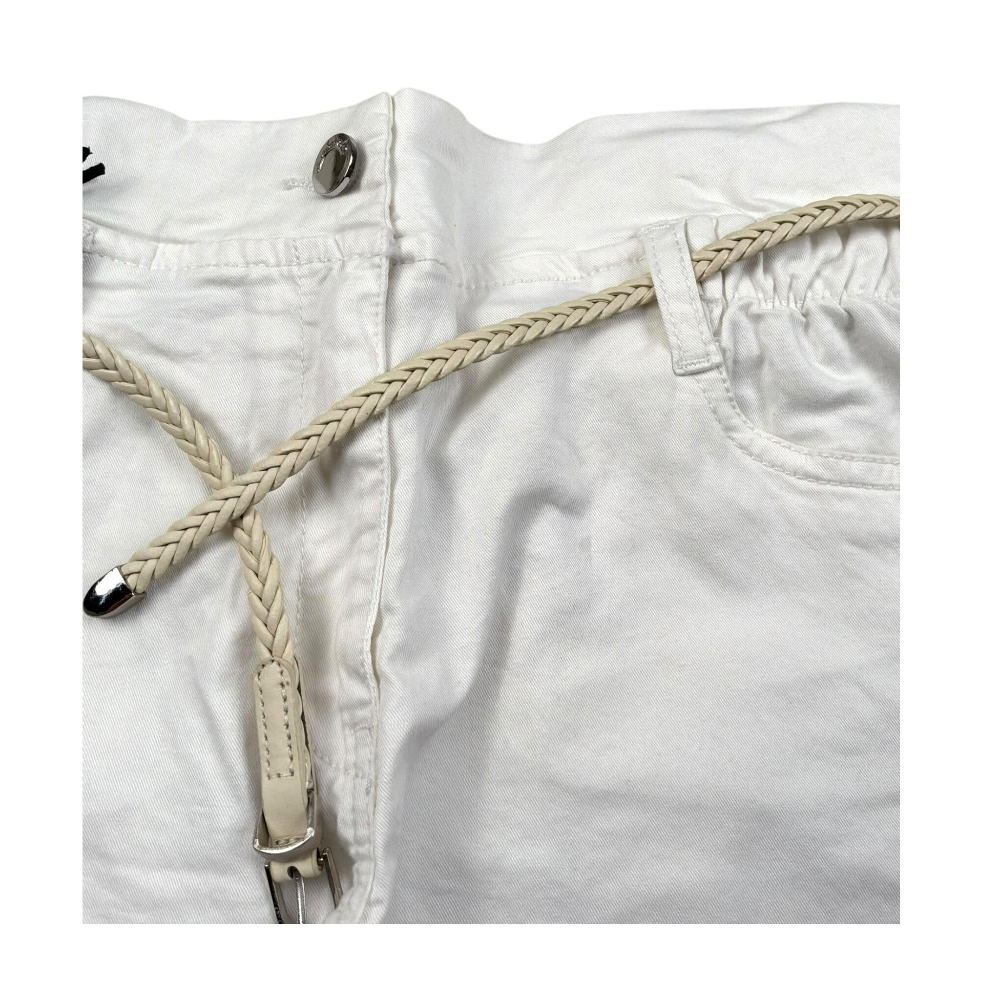 Sarabanda Short Tinta Unita con Cinturino per Bambina 06826 BIANCO SARABANDA 