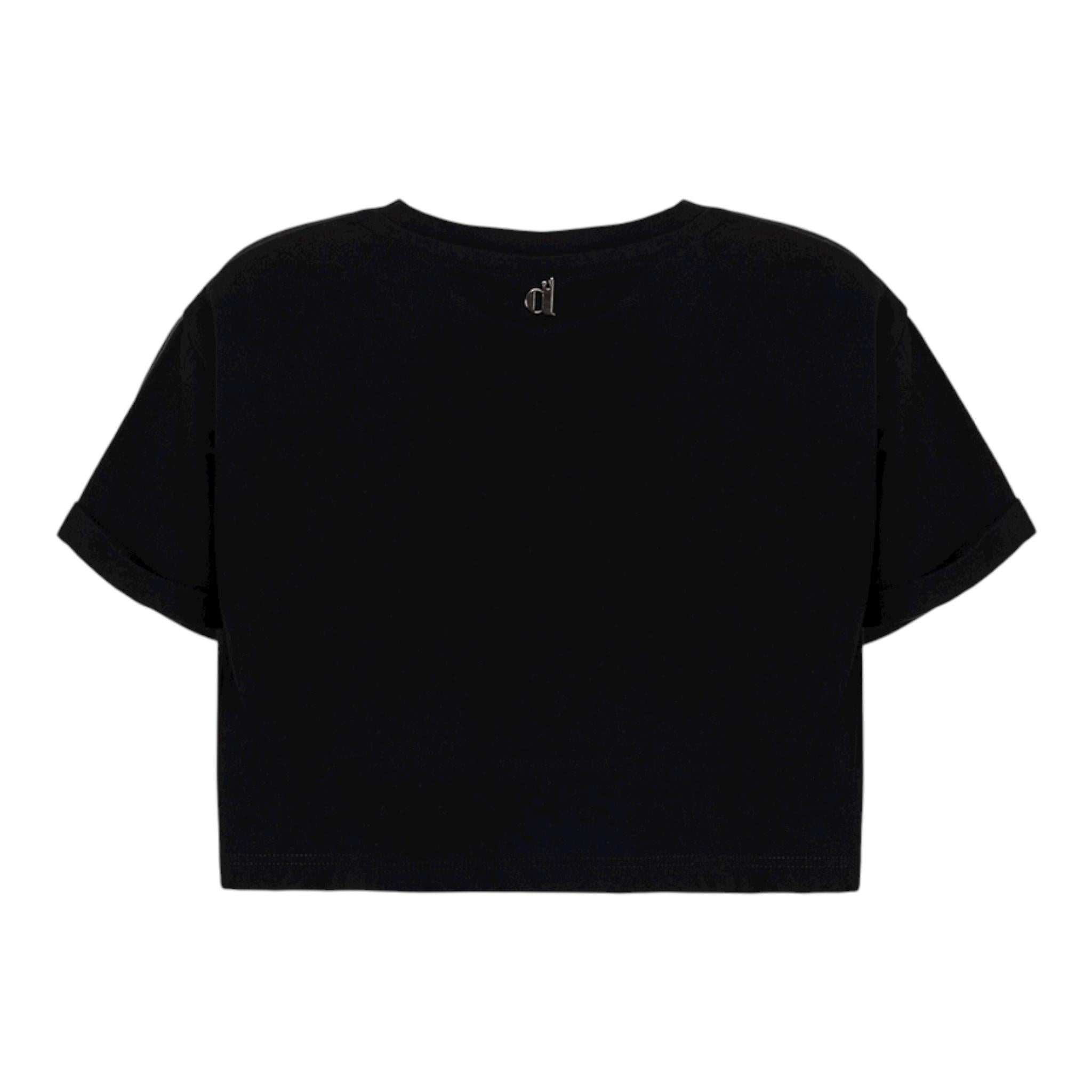 Dixie T-Shirt Tinta Unita Girocollo con Stampa per Bambina MBA1030G64 NERO DIXIE 