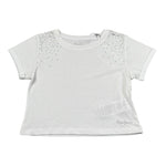 Pepe Feamo T-Shirt Tinta Unita con Applicazioni per Bambina PG503155 BIANCO PEPE JEANS 