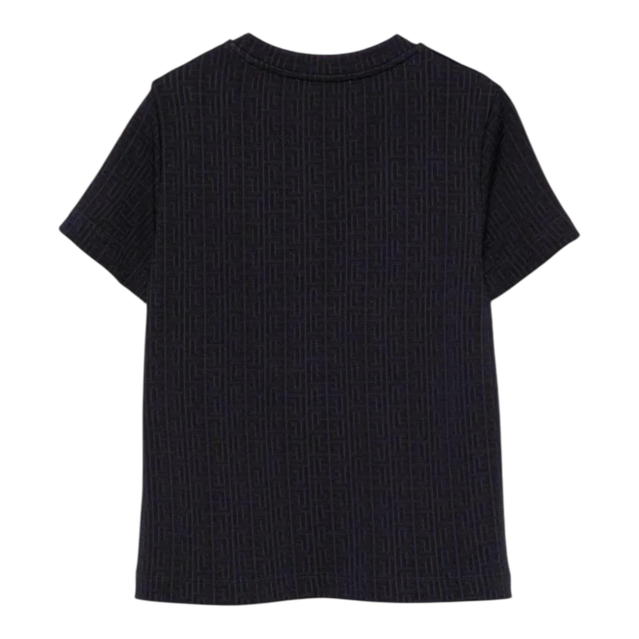 Balmain T-Shirt Girocollo Tinta Unita Logata per Bambino BW8R31 BLU BALMAIN 