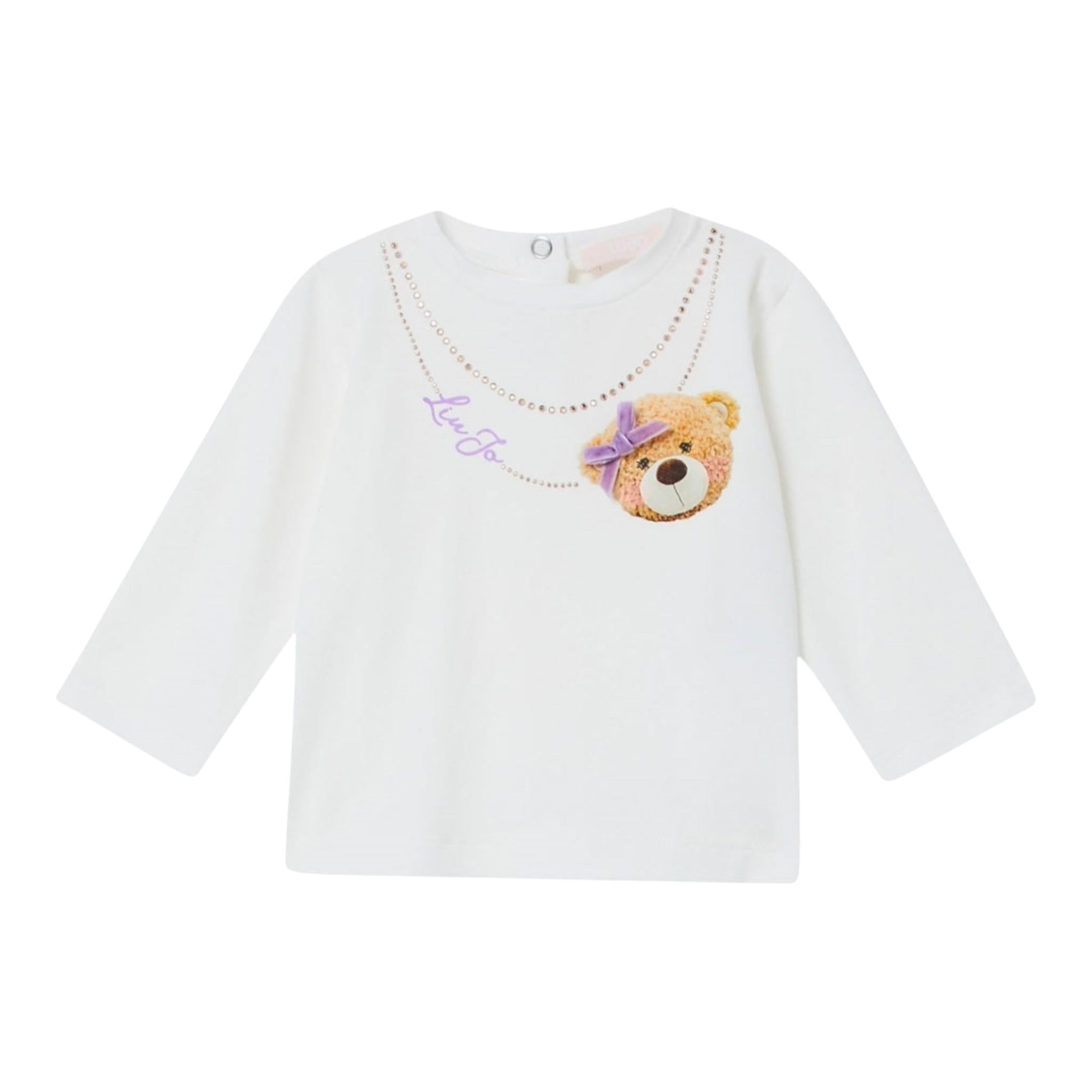 LIU JO shirt girocollo tinta unita con stampa Bianco per Neonata HF4055J0088 BIANCO LIU JO 