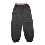 Disclaimer Pantalone Tinta Unita Con Elastico In Vita In Contrasto Nero Per Bambina