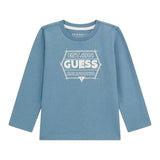 Guess Shirt Girocollo Tinta Unita con Stampa per Neonato N5RI26K8HM4N PETROLIO GUESS 