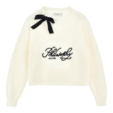 Philosophy Maglia Girocollo Tinta Unita con Logo per Bambina I9E610X PANNA PHILOSOPHY 