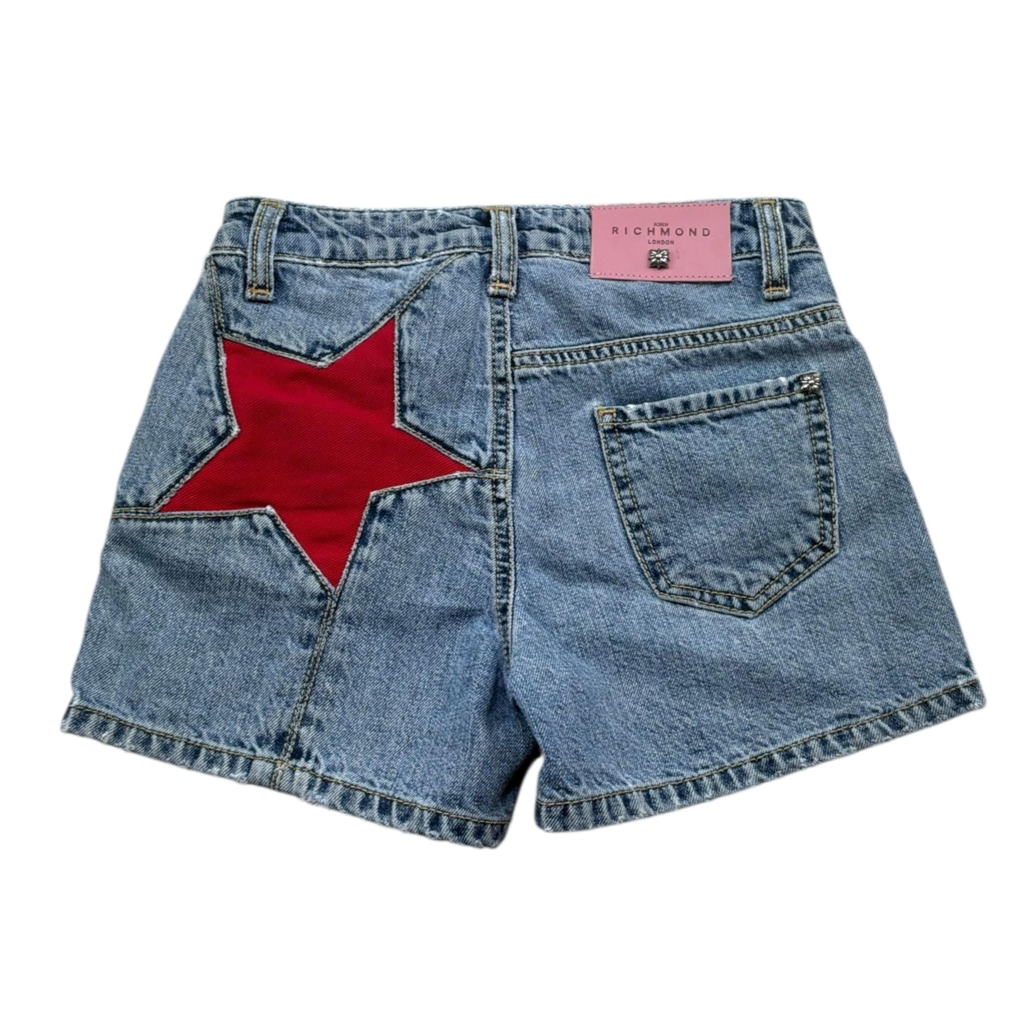 John Richmond Short In Denim Tinta Unita con Stampa per Bambina RGP26087SH AZZURRO JOHN RICHMOND 