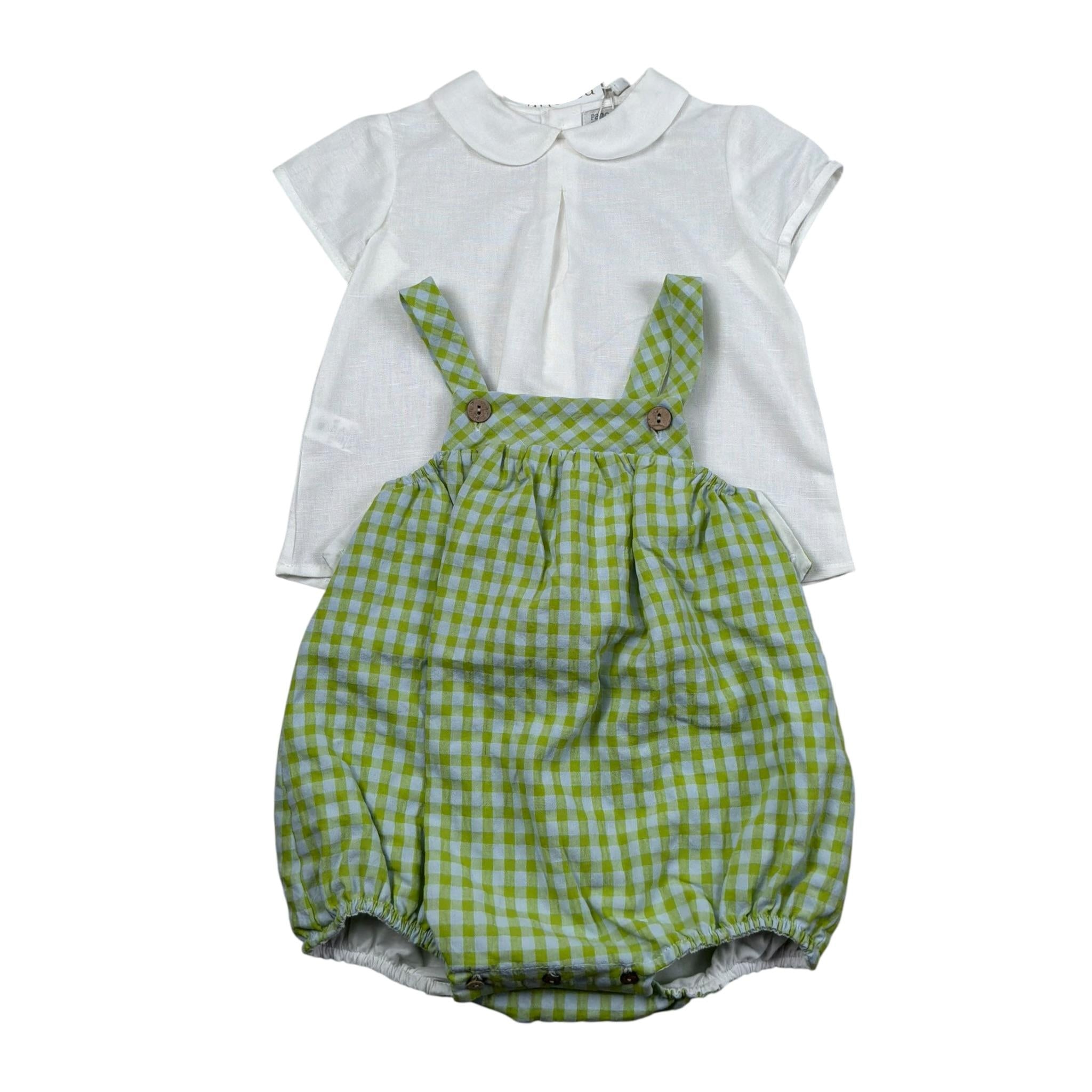 Pangasa Completo 2 Pezzi Camicia-Salopette per Neonato 25858700 BIANCO/VERDE PANGASA 