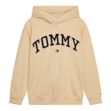 TOMMY HILFIGER felpa chiusa con cappuccio tinta unita con logo Beige per Bambino KB0KB09141 BEIGE TOMMY HILFIGER 