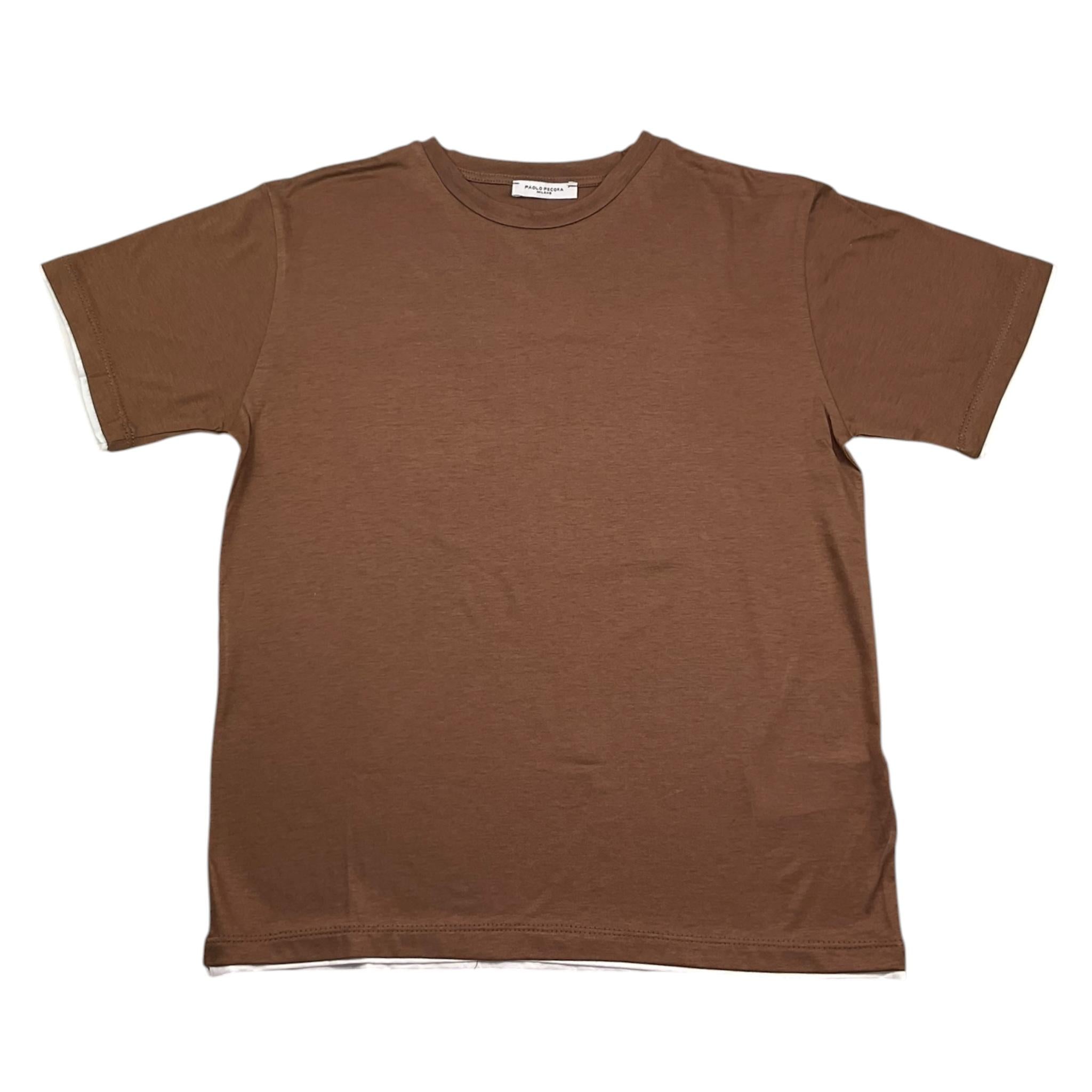 Paolo Pecora T-Shirt Girocollo Tinta Unita per Bambino PP3926 MARRONE PAOLO PECORA 