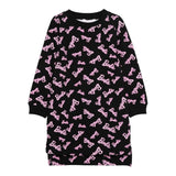 MONNALISA abito tinta unita con stampa barbie Nero per Bambina 19D930 NERO MONNALISA 