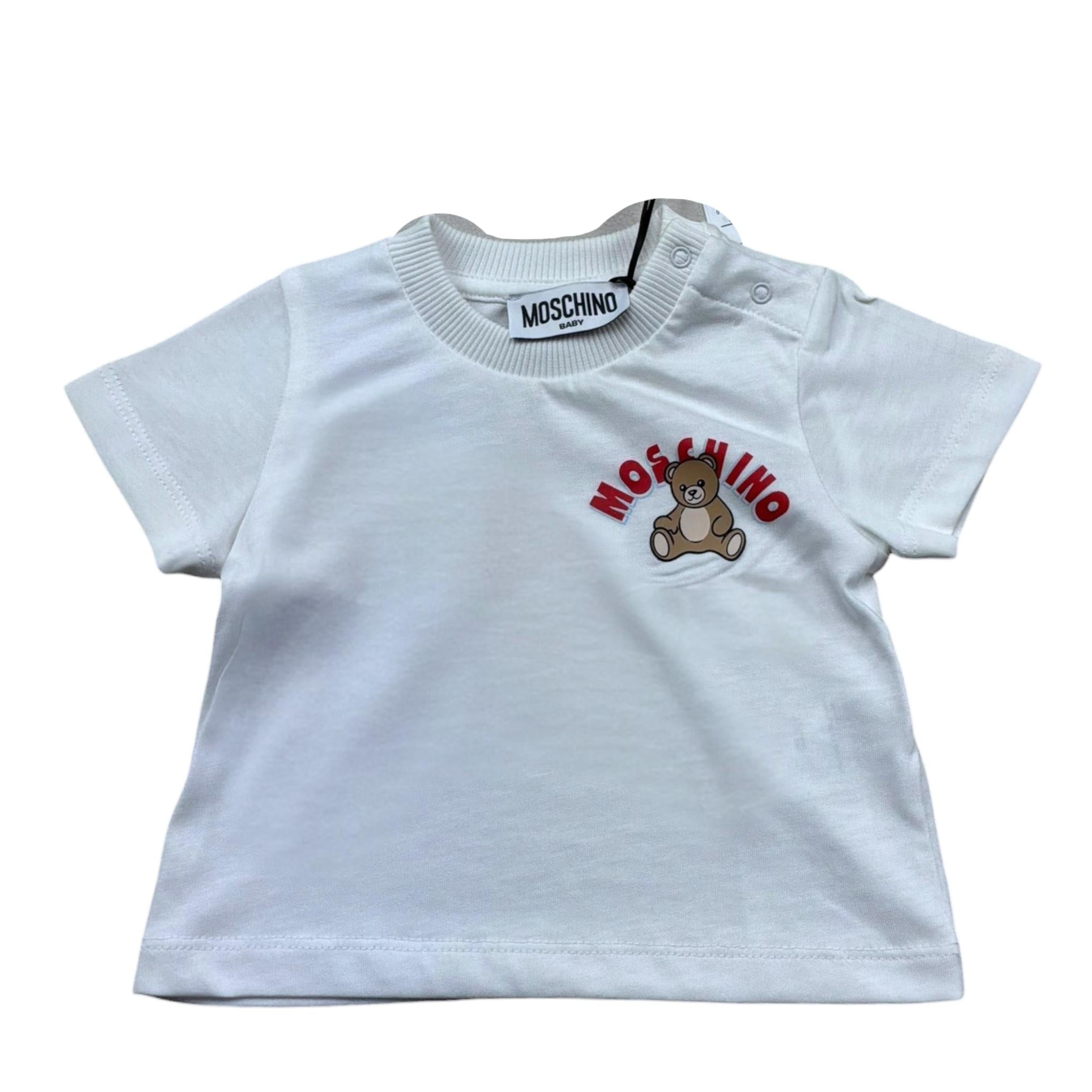 Moschino T-Shirt Girocollo Tinta Unita con Stampa per Neonata MZM047 BIANCO MOSCHINO 