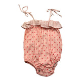 Zhoe & Tobiah Pagliaccetto Bretelline Tinta Unita Fantasia A Pois Rosa Per Neonata