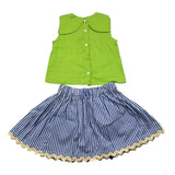 Ilfarobimbi Completo Canotta-Gonna Bicolore Con Fantasia A Righe Verde Per Bambina