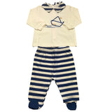 Lalalu‘ Komplettes 2-teiliges Shirt – Ghettina, zweifarbig, Creme/Blau, für Neugeborene